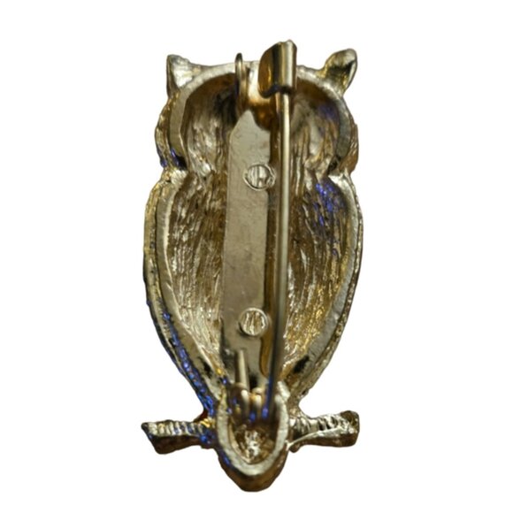 Enamel on Brass Red Owl Shaped Brooch Pin with Rhinestone Eyes Lot 6 - Picture 2 of 3